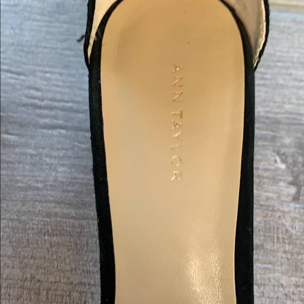 Ann Taylor Black 2” Heels with faux pearl trim - Picture 6 of 8